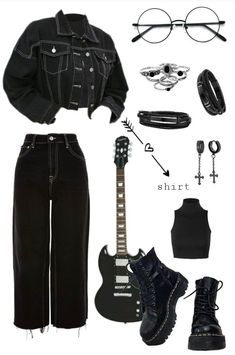 Sukuna Inspired Outfit, Chlotes Outfits Style, Loser Outfits, Metal Show Outfit, Draw Your Oc In This Outfit, Rock Outfits For Women, Alt Streetwear, Outfits Rock, Music Outfits