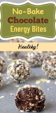 no - bake chocolate energy bites with text overlay