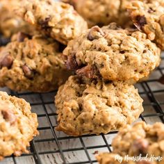 oatmeal chocolate chip cookies cooling on a wire rack