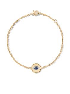 18kt yellow gold blue sapphire totalling 0.04 carats pavé-set diamonds totalling 0.03 carats pavé-set black diamonds totalling 0.01 carats lobster claw fastening charm: 11mm bracelet size: 2mm To ensure the shine and polish of your David Yurman piece, wash with a little non-bleach, soapy water and wipe clean with a soft cloth.Normal everyday use and external agents may reduce the lustre of gemstones and gold surfaces. To maintain, use specific, non-abrasive products specially meant for cleaning Bad Energy, Diamond Guide, Blue Sapphire Diamond, Eye Bracelet, Yellow Gold Bracelet, Evil Eye Charm, Evil Eye Bracelet, Fine Earrings, American Jewelry