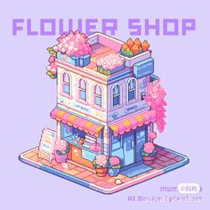 an image of a building with flowers on it and the words flower shop above it