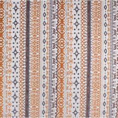 an orange and white striped wallpaper with many different designs on the side, including stripes