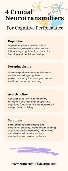 Crucial Neurotransmitters for Cognitive Performance: 1) Dopamine 2) Norepinephrine 3) Acetylcholine 4) Serotonin Therapy Assignments, Dopamine Increasing Activities, How To Naturally Boost Serotonin, Natural Ways To Increase Dopamine, Neurotransmitters Dopamine, Neurotransmitters And Mental Health