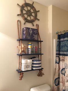 the bathroom is clean and ready to be used as a storage area for toiletries