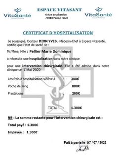 a medical certificate is shown in this image