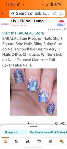 Led Nail Lamp, Stick On Nails, Bling Nails, Snowflake Designs, Uv Led, False Nails, Glue On Nails, Fake Nails, Press On Nails