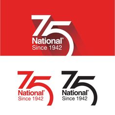 the national 75 since logo is shown in red, white and black with an orange background