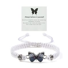 PRICES MAY VARY. 【Always believe in yourself Butterfly Bracelet】Butterflies are beautiful creatures that represent hope, transformation, and rebirth. They remind us that no matter what happens in life, there is always time to start again. (WITH SWEET CARD) 【Friendship Couple Bracelets】This adorable bracelet comes with a meaningful message card and is the perfect motivational gift for family, loved ones, boyfriends or yourself. 【Hand Woven Bracelets】The handmade bracelet is woven from high-qualit Trendy Adjustable Silver Friendship Bracelets, Trendy Silver Friendship Bracelet With Adjustable Length, White Braided Bracelet With Adjustable Cord, Adjustable White Charm Bracelet For Friendship, Hypoallergenic White Braided Bracelets As Gift, Trendy White Jewelry With Adjustable Cord, Casual White Adjustable Charm Bracelet, White Adjustable Bracelets With Adjustable Chain, Casual Silver Hypoallergenic Friendship Bracelets