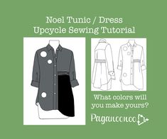 an image of a dress sewing pattern with the words, not tunic / dress upcycle