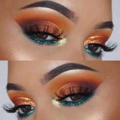 Sunset Eyes, Make Up Designs, Sunset Makeup, Wedding Makeup Tips, Makeup Idea, Green Makeup, Beauty Make-up, Green Eye, Colorful Eye Makeup