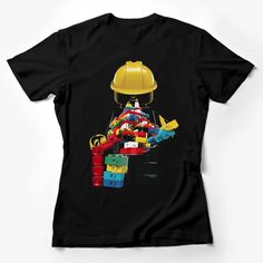 Lego Builder Graphic T-Shirt, Colorful Construction Toy Print for Kids and Adults Female T-Shirt Custom graphic T-Shirt.Customize your color Lego Shirts, Maternity Graphic Tees, Classic Movie Characters, Moon Graphic Tee, Smart Casual Wear, Lego Builder, Cat Graphic Tee, Construction Toy, Cool Graphic Tees