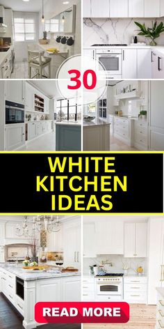 Small Kitchens With White Appliances, White Kitchen Flooring Ideas, Dream Kitchen White, Small White Kitchens, Modern White Kitchen, White Kitchen Ideas, White Cupboards, Modern Color Schemes