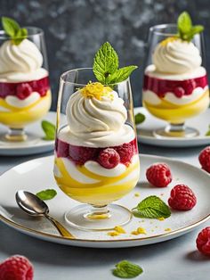 raspberry trifle dessert with whipped cream and fresh raspberries on the side