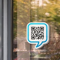 a window with a qr code sticker on it