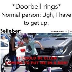 two people standing next to each other in front of parked cars with the caption dobblel rings normal person ugh, i have to get up it could be ellen coming to put me in a box