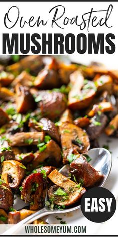 Oven Roasted Mushrooms (Balsamic, Garlic, & Herbs) Carmelized Mushroom Recipes, Oven Roasted Mushroom Recipes, Mushroom Recipes Oven, Oven Roasted Mushrooms And Onions, Balsamic Roasted Mushrooms, Mushrooms In Oven, Baked Mushrooms Oven