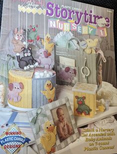 the front cover of a magazine with an image of baby items