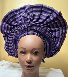 African autogele, ready to wear gele, African hat, traditional wedding hat, pre-tied headgear, headwrap, Head-tie.  * Adjustable Velcro/plaster straps behind. * Aso Oke , Women  * Size: One size fits most * Classic turban style, Solid color * Auto-gele  African head tie of Nigerian  * 100% brand new and high quality! No Refund/No Returns/No Exchange Kindly allow a difference of the picture/pattern of your item(s) between the real-life image and the photographic image on the website. Traditional Adjustable Bonnet For Parties, Traditional Adjustable Headscarf For Wedding, Traditional Adjustable Headwrap For Party, Adjustable Traditional Headwrap For Parties, Traditional Adjustable Wedding Bonnet, Traditional Adjustable Turban For Wedding, Adjustable Purple Headwrap For Party, Adjustable Purple Headwrap For Parties, Traditional Adjustable Headwrap Headband