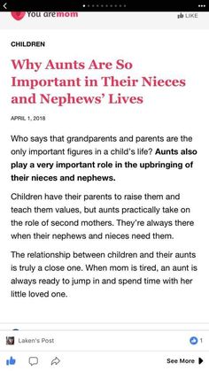 an article on children who are so important in their nieces and nephews lives