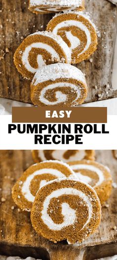 pumpkin roll recipe with cinnamon rolls and powdered sugar on top