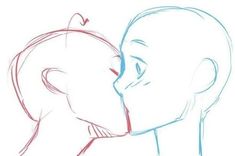 a drawing of two people kissing each other