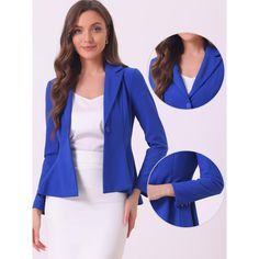 A perfect addition to your professional wardrobe. This blazer is designed to effortlessly enhance your outfit with its modern peplum silhouette while maintaining a polished and business-appropriate look. This peplum design adds a touch of femininity, creating a flattering shape that accentuates your waistline. The versatility of this blazer makes it an essential piece for various occasions. Whether you're attending an important meeting, a formal event, or simply dressing up for work, this blazer Single Button Blazer Dress For Career, Notched Blazer Dress For Work, Solid Blazer Dress For Office Wear, Fitted Solid Blazer Dress For Work, Professional Notch Lapel Blazer Dress For Office, Fitted Professional Blazer Dress For Office, Professional Fitted Blazer Dress For Office, Notched Blazer Dress For Office, Fitted Office Style Blazer Dress