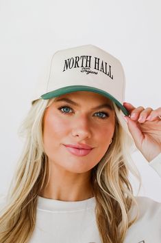 Hunter Green North Hall Trojans Color Block Embroidered Hat Cute Hat, Embroidered Hat, The Hunter, Embroidered Hats, Cute Hats, Hunter Green, Color Block, Dress Up, Hats