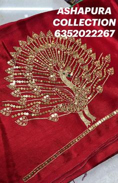 a red cloth with gold sequins on it and the words ashpurra collection