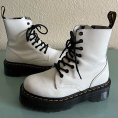 Dr Martens Jadon Platform White Boots. Excellent Condition. No Notable Flaws. Gently Handled Never Worn. Smoke And Pet Free Home. Size Eu 37, Us 6. Smoke And Pet Free Home. Guaranteed Authentic. White High-top Platform Boots With Lug Sole, Trendy White Platform Boots With Reinforced Heel, White Leather Platform Boots With Reinforced Heel, White Platform High-top Boots, White High-top Platform Boots, White Casual Platform Boots, White High-top Boots With Reinforced Heel, White High Ankle Boots With Lug Sole, White High-top Boots For Spring