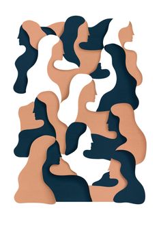 a group of silhouettes with different shapes and colors on them, all arranged in the same