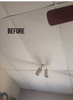 a ceiling fan with the words before and after on it