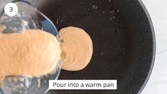 a pan filled with batter being poured into it