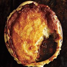 a close up of a pie on a table