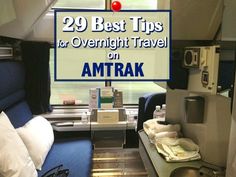 the interior of an airplane with text overlay reading 29 best tips for overnight travel on amtrak