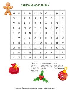 the christmas word search is shown in this image