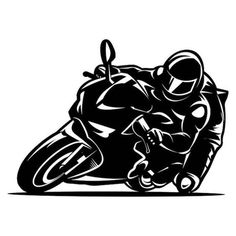 a black and white drawing of a motorcyclist on a racing bike illustration