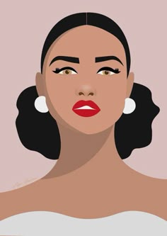 an image of a woman with red lipstick and big earrings on her head, looking to the side