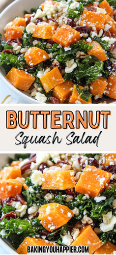 butternut squash salad with spinach and feta cheese