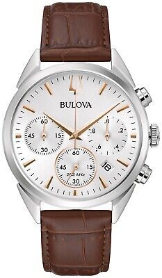 Top Seller for Bulova Men's Chronograph Calendar Brown Quartz High Precision Watch 42MM 96B370, Watch Classic Chronograph Watch With Round Dial, Classic Chronograph Watch With Stopwatch For Formal Occasions, Classic Chronograph Watch With Stopwatch, Brown Watches, Mens Chronograph, Top Seller, White Dial, Luxury Watch, Stainless Steel Case