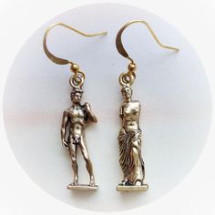 30mm tall, super detailed American-made 3D pewter charms, on your choice of silver plated or gold plated brass ear hooks: -Fish hook -Lever back -Kidney (47mm, will fit through stretched ear tunnels) -Post -Sterling Silver .925 fish hooks -Clip on (non-piercing) Great gift for any artist! Bronze Artsy Earrings For Gifts, Artsy Bronze Earrings For Gift, Nickel-free Gold Novelty Earrings, Nickel-free Novelty Gold Earrings, Artistic Nickel-free Earrings For Gifting, Novelty Gold Nickel-free Earrings, Gold Novelty Earrings For Gifts, Adjustable Hand Cast Earrings As Gift, Artistic Metal Earrings As Gift