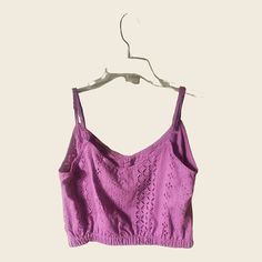 Sanctuary Hot Pink Eyelet V-Neck Crop Top, Size S, Nwt. Recycled Materials; Adjustable Spaghetti Straps, Elastic Hem. Pit-To-Pit Measurement Is 18"; Length - 13.5"; Bottom - 15" (Unstretched). Cheap Lavender Women's Tank Top, Stretch V-neck Crop Top For Vacation, Trendy V-neck Crochet Top For Spring, Seamless V-neck Crop Top For Day Out, Fitted Purple V-neck Crop Top, Fitted V-neck Purple Crop Top, Purple V-neck Top For Summer, Seamless Camisole Top For Vacation, Casual V-neck Crop Top For Beach