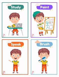 Action Verbs Flashcards Free Printable Verbs Flashcards Free Printable, Action Words With Pictures, Visual Activities, English Poems For Kids