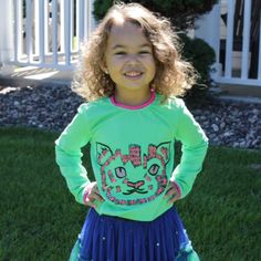 Perfect Long Sleeves Toddler Girls Tee With Fun Embroidered Kitty And Ric-Rac Trim. Made With Cotton. Well Know Boutique Brand From Europe Stretch Long Sleeve Tops For Playwear, Playful Green Tops For School, Playful Green Top For School, Fitted Long Sleeve Tops For Playwear, Cute Cartoon Print Tops For Daycare, Playful Green Playwear Tops, Green Playful Playwear Tops, Playful Green Tops For Playwear, Green Cartoon Print Tops For Playwear