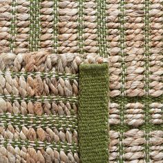 closeup of woven fabric with green and white colors