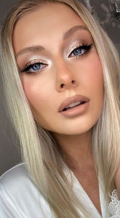 Blue Eyes Makeup, Beautiful Wedding Makeup, Natural Prom Makeup, Prom Eye Makeup, Prom Makeup Looks, Bridesmaid Hair Makeup, Bridal Makeup Natural