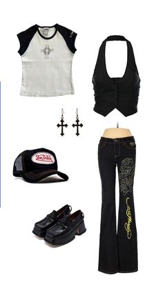 Outfits Lookbook, Jeans Shoes, 2000s Fashion Outfits, Y2k Outfits, Edgy Outfits