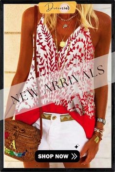 Casual Printed V-neck Camisole P10584 Trendy White V-neck Tank Top, White V-neck Top For Summer Vacation, White V-neck Vest Top, Summer V-neck Camisole For Vacation, Trendy V-neck Summer Vest, Trendy V-neck Camisole For Vacation, Trendy V-neck Camisole For The Beach, Trendy V-neck Tank Top For Beach, Chic Summer Vest For Vacation