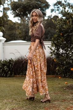 Vicky Skirt - Orange - Petal & Pup USA Floral Print Maxi Skirt, Latest Skirts, Exclusive Clothing, Printed Maxi Skirts, Side Splits, Strapless Tops, Dresses By Length, Maxi Skirts, Dress Cuts