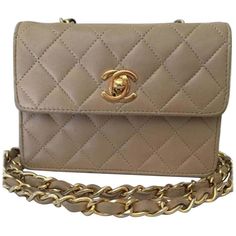 Chanel Classic Flap Micro Mini Beige Lambskin Leather Cross Body Bag For Sale at 1stDibs Chanel Handbags Classic, Navy Blue Bag, Chanel Crossbody, Chanel Brand, Vintage Crossbody Bag, Chanel Collection, Chanel Mini, Bags Messenger, Leather Cross Body Bag