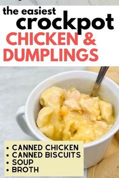 the recipe for crockpot chicken and dumplings is shown